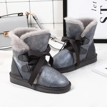 

Snow Boots Women's Sheep Leather and Fur In One Waterproof Winter Boots Women Australian Boots Fur Boots Women