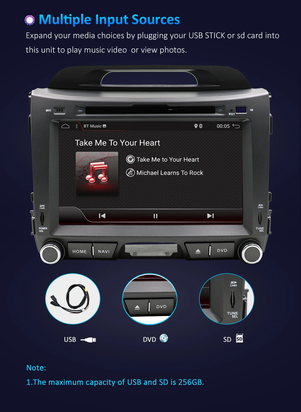 Cheap Car Android 9.0 2 din car multimedia player car dvd for KIA sportage 2011 2012 2013 2014 2015 headunit gps navigation Radio 5