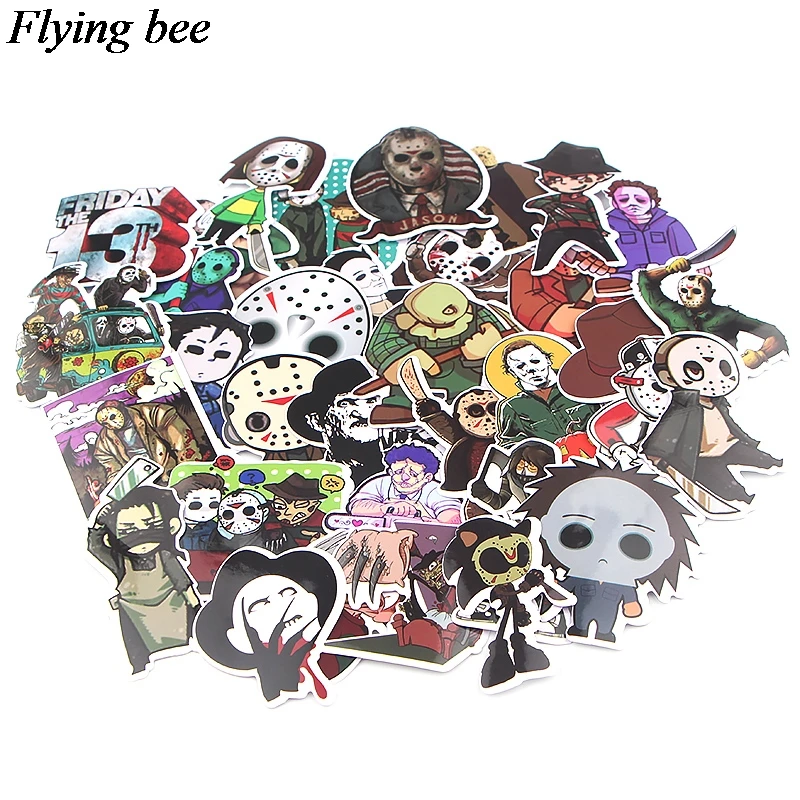 Flyingbee 35 шт. серия ужасов Jason Voorhees стикер Freddy Krueger наклейка s для DIY багажа Стикеры для автомобиля ноутбука наклейки X0633