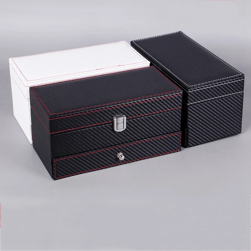 Double PU Leather Box 4 Plaid Watch Storage Box Storage and Display Box Jewelry Storage Box