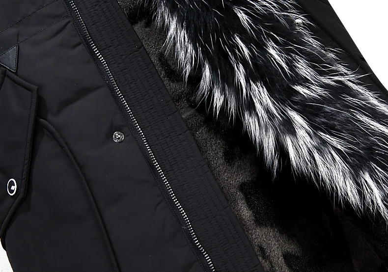 Мужское пуховое пальто 2019 русская зимняя удлиненная пуховая куртка Мужские повседневные парки с меховым воротником с капюшоном
