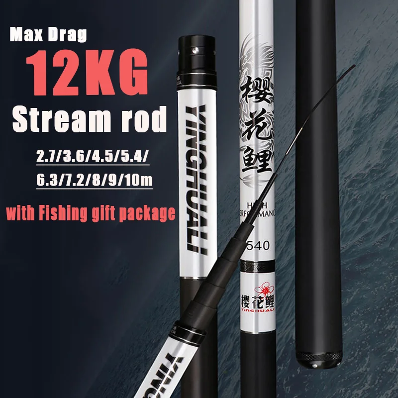 Telescopic Fishing Rod 3.6/4.5/5.4/6.3m High Carbon Travel Rod Ultra Light  Pole