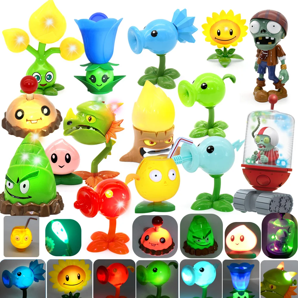 1 Uds cereza planta escudo Zombie figura de acción de disparos de sonido de la luz modelo nieve Pea shooter plantas juego eléctrico juguete para regalo para chico