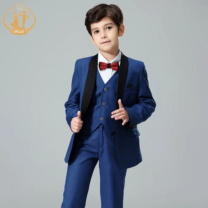 Nimble/синий костюм для детей костюм для мальчика, enfant костюм официанта; костюм для свадебных торжеств для детей, костюм для свадьбы, Блейзер, Костюмы на свадьбу для мальчика со смокингом для мальчиков 3 шт./компл - Цвет: Синий