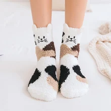 Женские носки с мультяшными животными, Рождественские теплые домашние носки-тапочки с объемными ушками JL