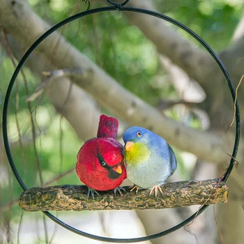 

Nordic Art Resin Simulation Iron Ring Bird Sculpture Pendant Modern Minimalist Garden Landscape Outdoor Animalcrafts Furnishings