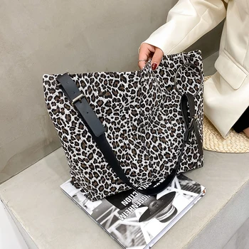 

【BXX】Large Capacity Canvas Leather Shoulder Bags Women's Leopard Handbags And Purses 2020 Branded Women Trending Hand Bag 8A100