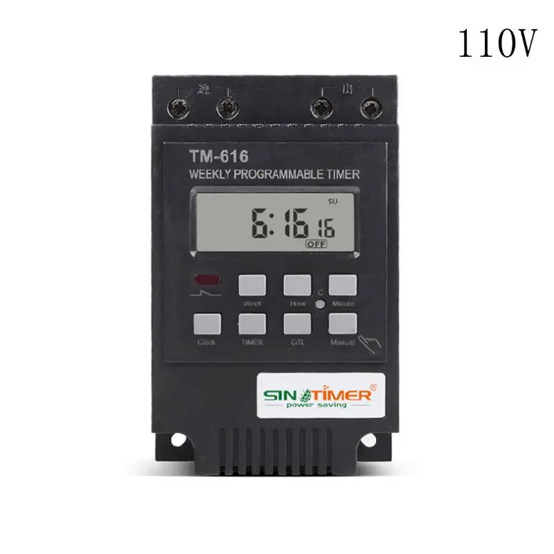 TM616W цифровой электронный таймер 110/12V 30A рейку 17 настроек 7 дней Еженедельно Программируемый контроллер