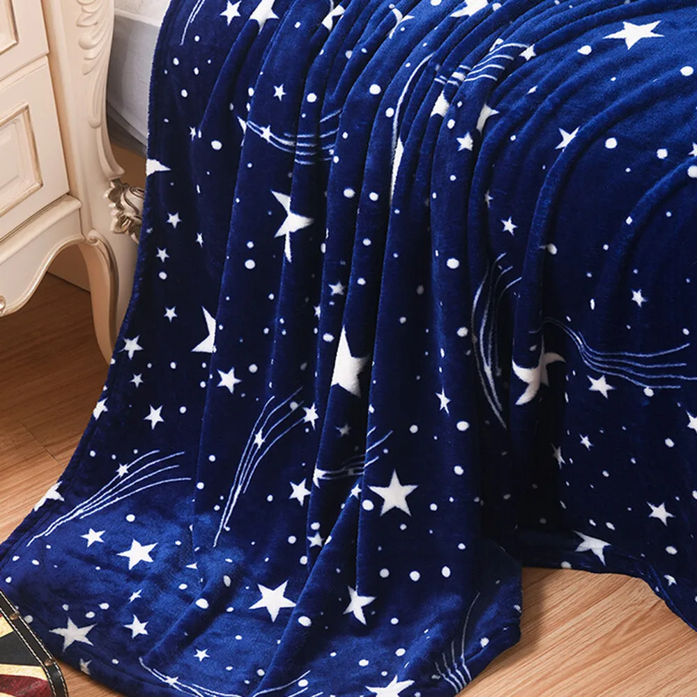 High Quality Blanket Super Fleece Soft Warm Solid Warm Micro Plush Flannel Star Blanket Throw Rug Sofa Bedding Bedspread Winter-4