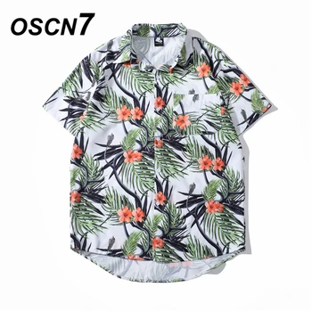 

OSCN7 Casual Cloud Printed Short Sleeve Shirt Men Street 2020 Hawaii Beach Oversize Women Fashion Harujuku Shirts for Men 2022