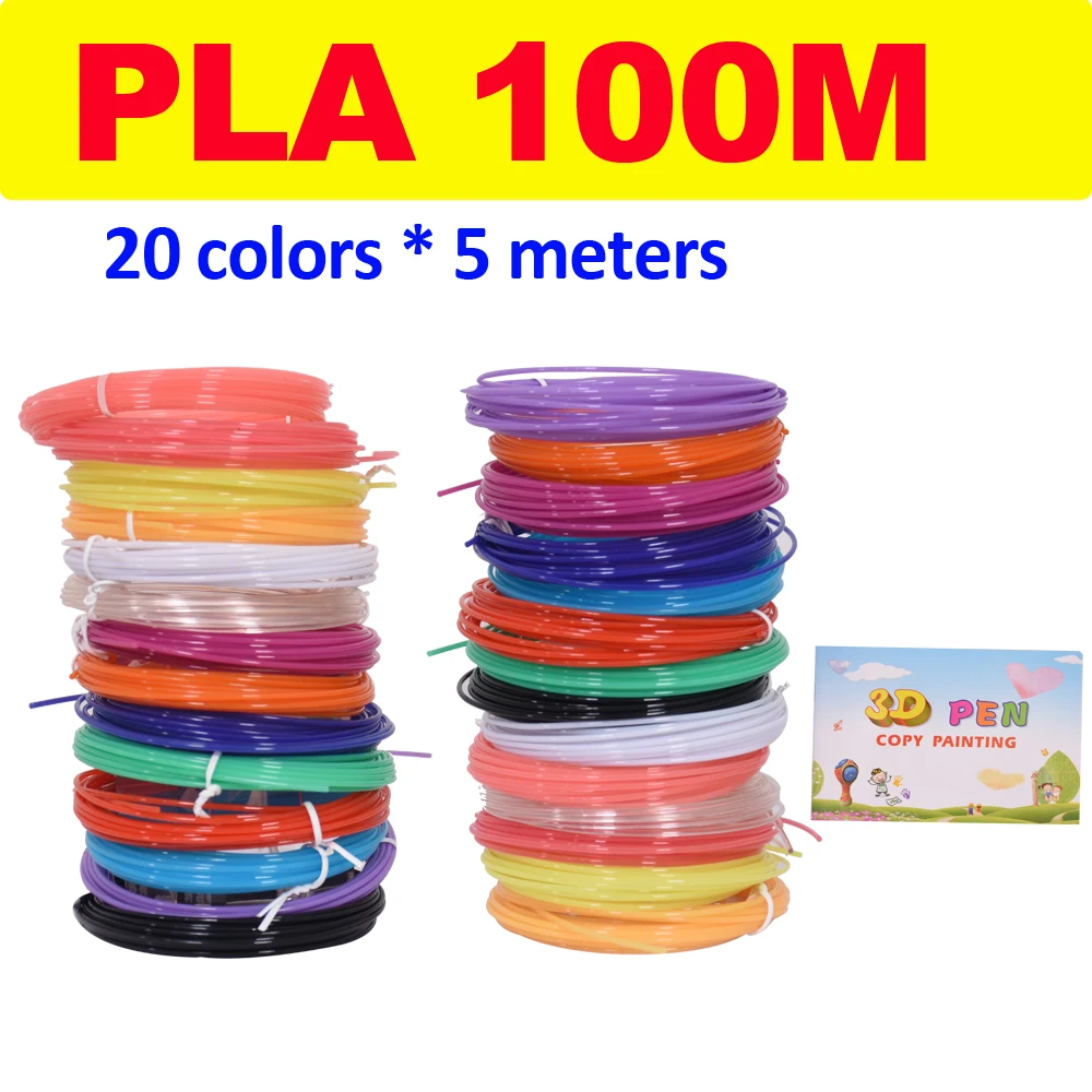 Filamento PLA para bolígrafo 3D, 10/20 rollos, 5M, 10M de diámetro, 1,75mm, 200M, plástico, lápiz de repuesto para impresora 3D