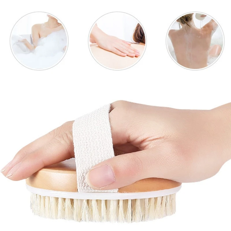 Q1QD Dry Skin Body Brush Natural Bristle Dead Remover Anti Cellulite Exfoliates Blood Circulation Health Massage Tools | Красота и