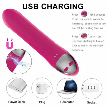 Dildo Vibrator Heating 10 Speeds G Spot Clitoris Stimulator Adult Sex erotic shop Anal Vibrator Toys for Woman Couple Female 5