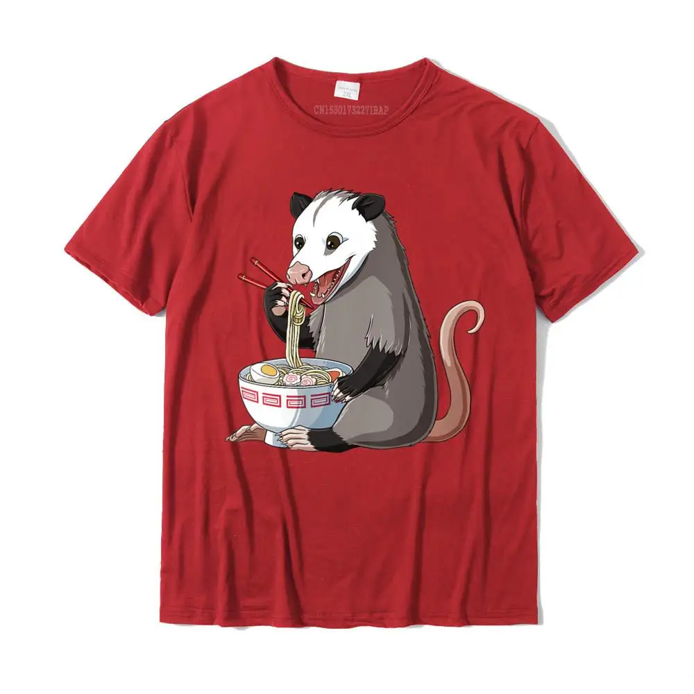 Personalized O Neck T Shirt Summer/Autumn Tops Shirt Short Sleeve Hip Hop Pure Cotton Design Tee-Shirt Normal Male Womens Funny Japanese Kawaii Ramen Opossum V-Neck T-Shirt__31394 red