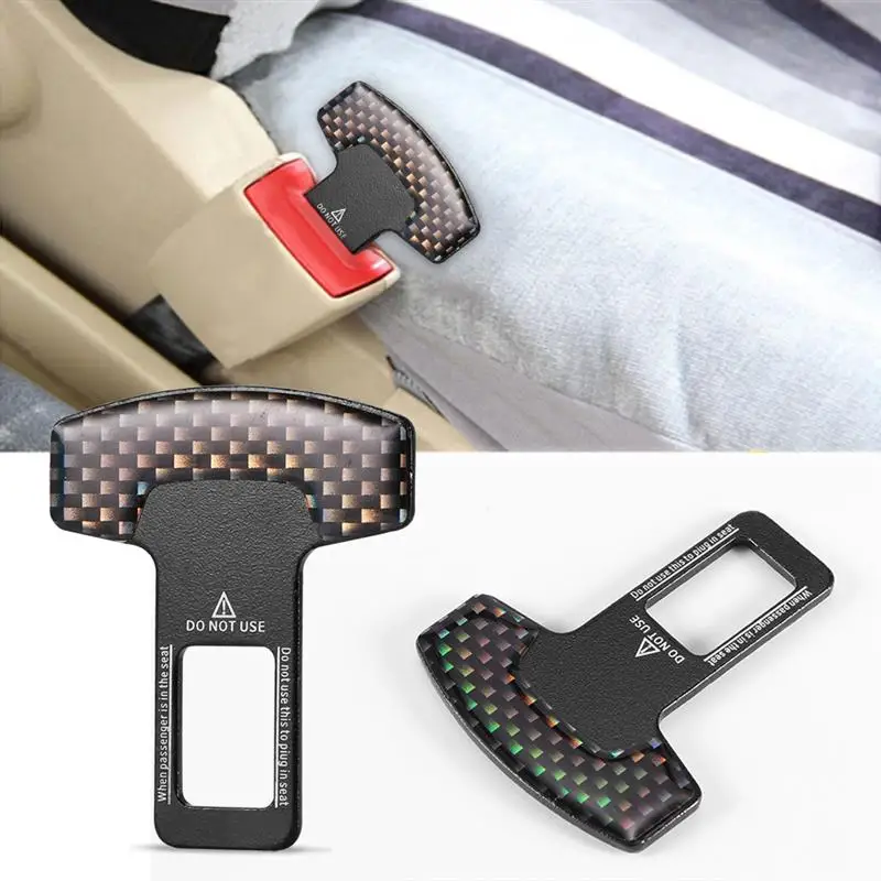

AOZBZ Hot Sell Car Safety Belt Buckles Real Carbon Fiber Trucks Car Seat Safety Belt Alarm Canceler Stopper