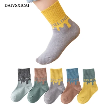 

Daivsxicai Winter Socks Baby Stripe Warm Cotton Socks For Children Comfortable Breathable Kids Tube Socks 5pairs/lot
