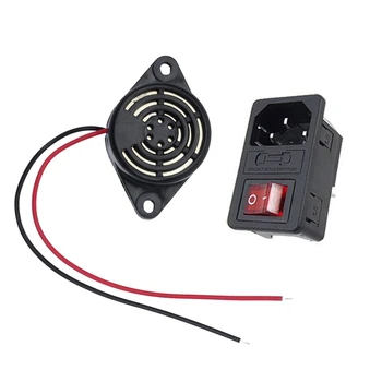 

1x Inlet Male Power Socket 10A 250V 3 Pin IEC320 C14 & 5 Pcs 95DB Alarm High-Decibel 6-24V Buzzer Continuous Beep