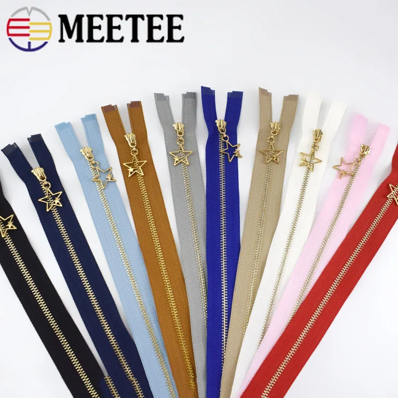 2/5 шт meetee 40-70 см 3# металлическая молния модная пятиконечная подвеска Золотой зуб открытый конец застежки-молнии для шитья сумки для одежды ZA057