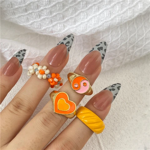 New Colourful Alloy Transparent Resin Acrylic Rhinestone Geometric Square Round Rings Set for Women Jewelry Travel Gifts