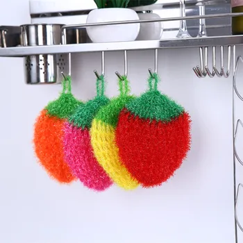 

Strawberry Dish Towel Creative Entirely Handmade Crochet Dishcloth Scouring Pad Dishes Brush Pot Acrylic