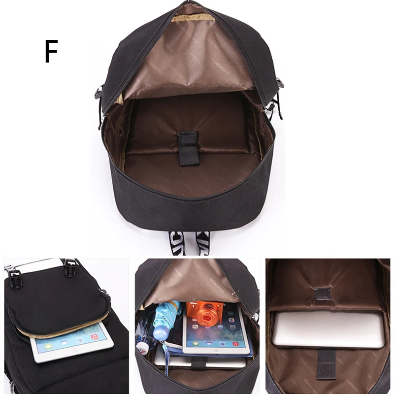 IMIDO Anime Pattern Backpacks for Teenagers Canvas Black Travel Bags Students Laptop Bag Boys Girls Back to School Backpack