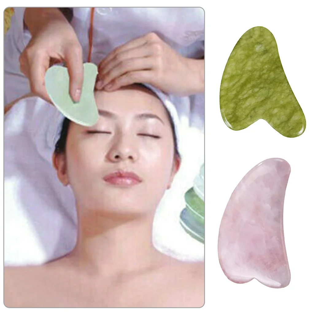 1PC Natural Jade Gua Sha Scraper Board Massage Quartz Jade Guasha Stone For Face Neck Skin Lifting Wrinkle Remover Beauty Care