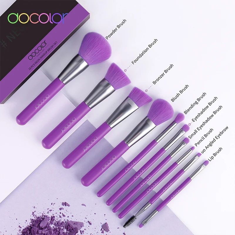 Docolor 10/15 шт фиолетовые кисти для макияжа синтетические волосы профессиональная