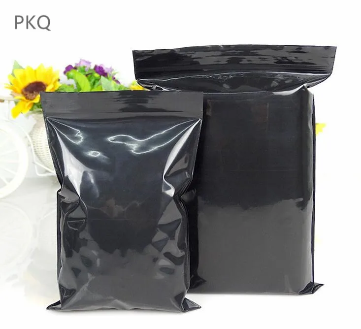 

100pcs Multi-Sizes Thickened Black Self Sealing Packaging Pouch Zip Lock Moisture-proof Food Storage Bag Poly Zipper Bag