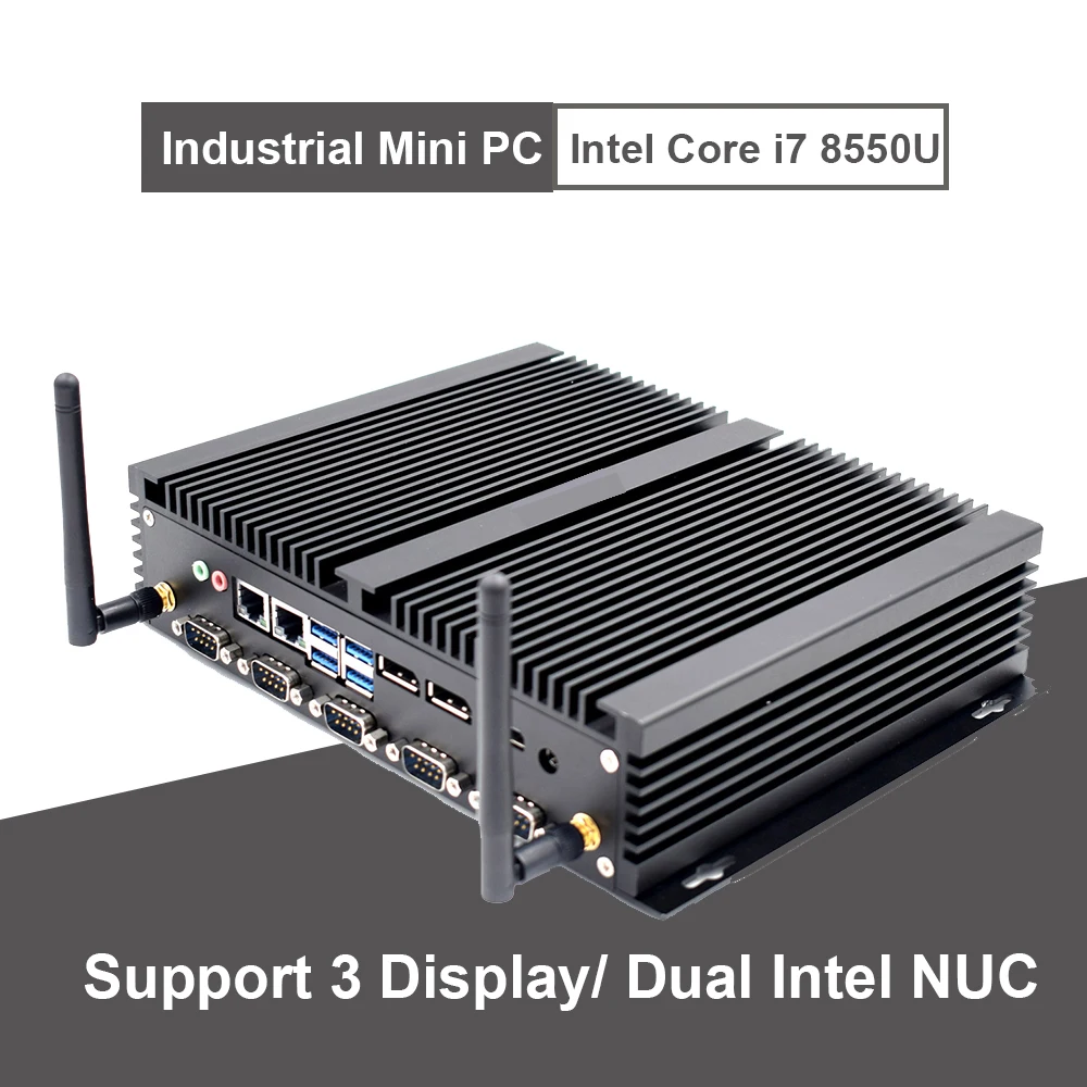

Intel i7 Quad Core Industrial Computer i7 8550U Fanless PC Server i5 8250U linux Desktop RS232/485 COM 3 Years Warranty Desktop