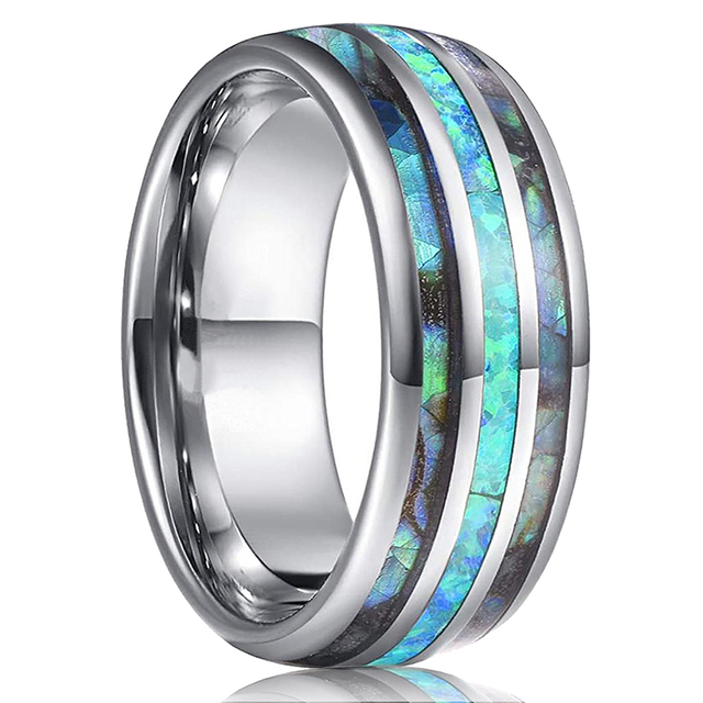 Colors Luxury Mens 8mm Tungsten Wedding Stainless Steel Ring Koa Wood Meteorite Inlay Arrow Ring Punk Men Wedding Band Jewelry
