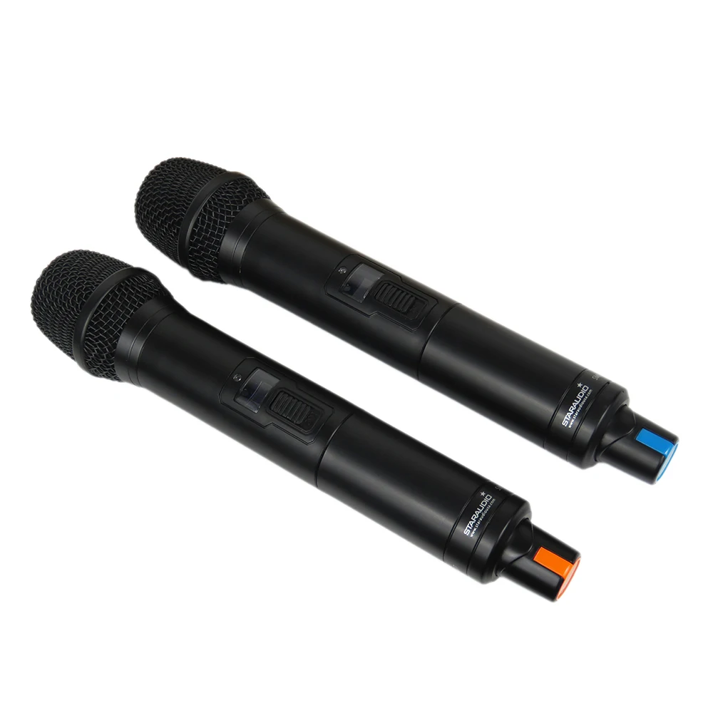 STARAUDIO 2 канала UHF Ручной беспроводной микрофон системы 2CH церкви диско сцены караоке беспроводной микрофон системы SMU-0207A