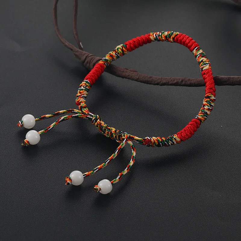 

Tibetan Buddhist Handmade Knots Lucky Rope Bracelet Adjustable Red Thread String Braid Bracelets For Couples Men Women Gifts