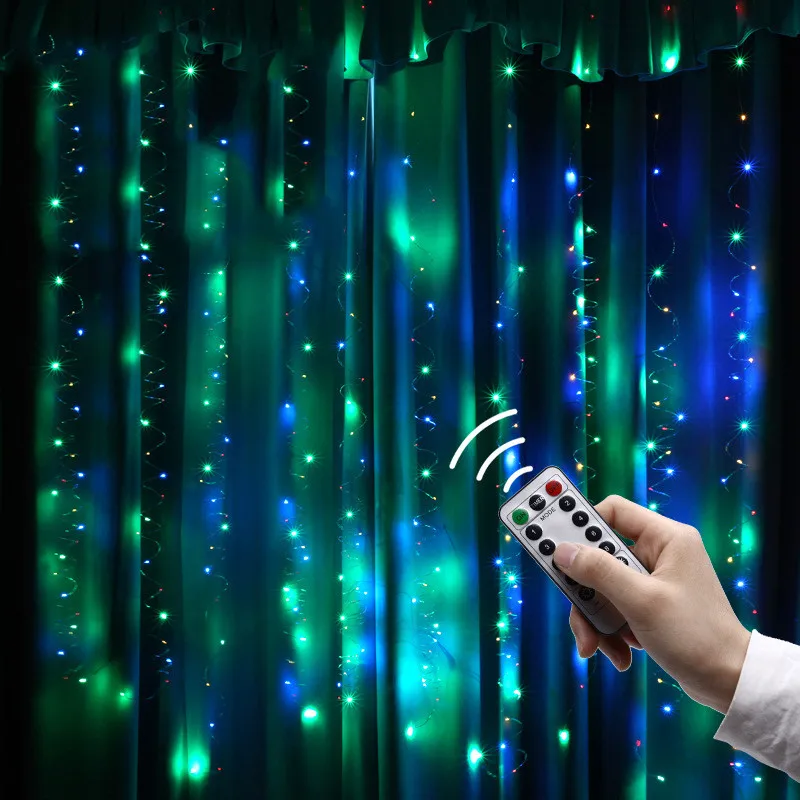 Online Coversage Weihnachten Kupfer LED String Fairy Vorhang Led String Girlande Licht 3x3M 3x1M Im Freien indoor Hause Dekorative Licht