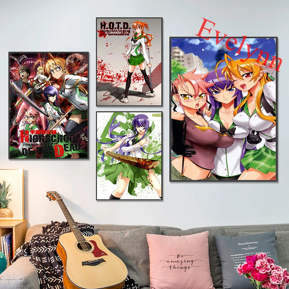 Highschool Of The Dead Canvas Anime Cartoon Characters Art Painting Decor  Home Wall Plastic Hanging Scroll Poster Picture Prints - Painting &  Calligraphy - AliExpress