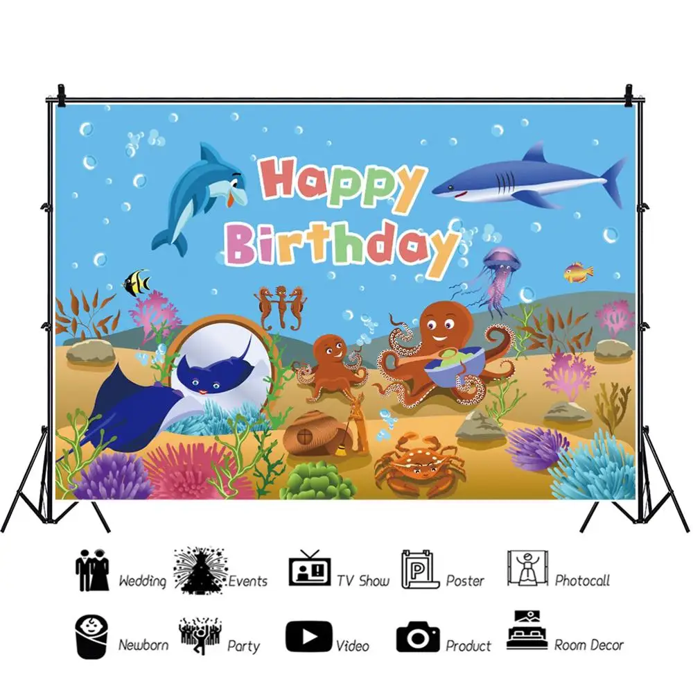 Виниловый фон для фотосъемки с изображением акул и морского дна | Электроника