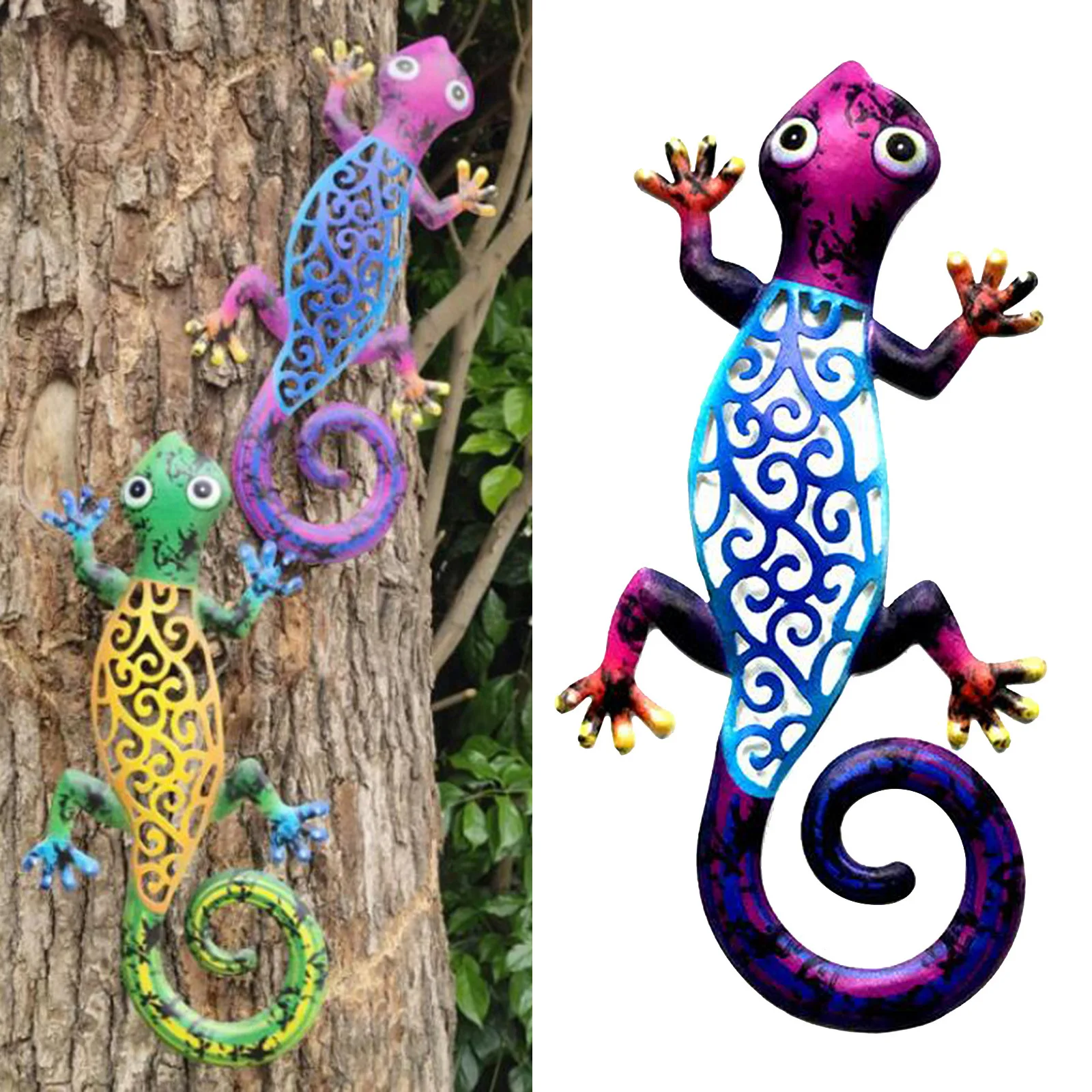 Metal Gecko Wall Art Decor Sculpture Lizard Wall  Ornaments for Indoor Outdoor
