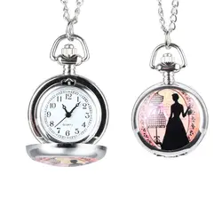 Новые винтажные Кварцевые женские карманные часы обратная крышка шаблона сплава цепи кулон часы подарок MV66
