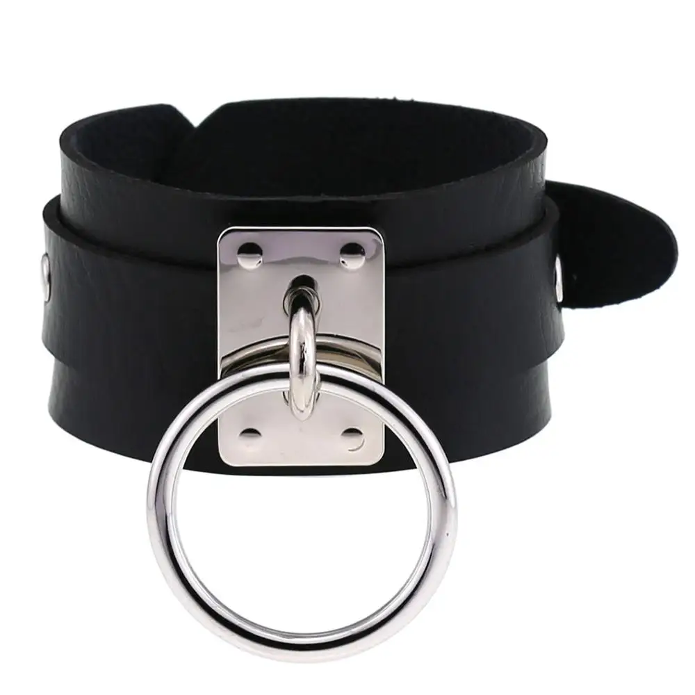 In Pelle O-Rotondo Di Metallo Braccialetti Del Wristband Harajuku Del Polsino Gotico Punk Braccialetti Per Le Donne Degli Uomini Emo Rave Strega Del P