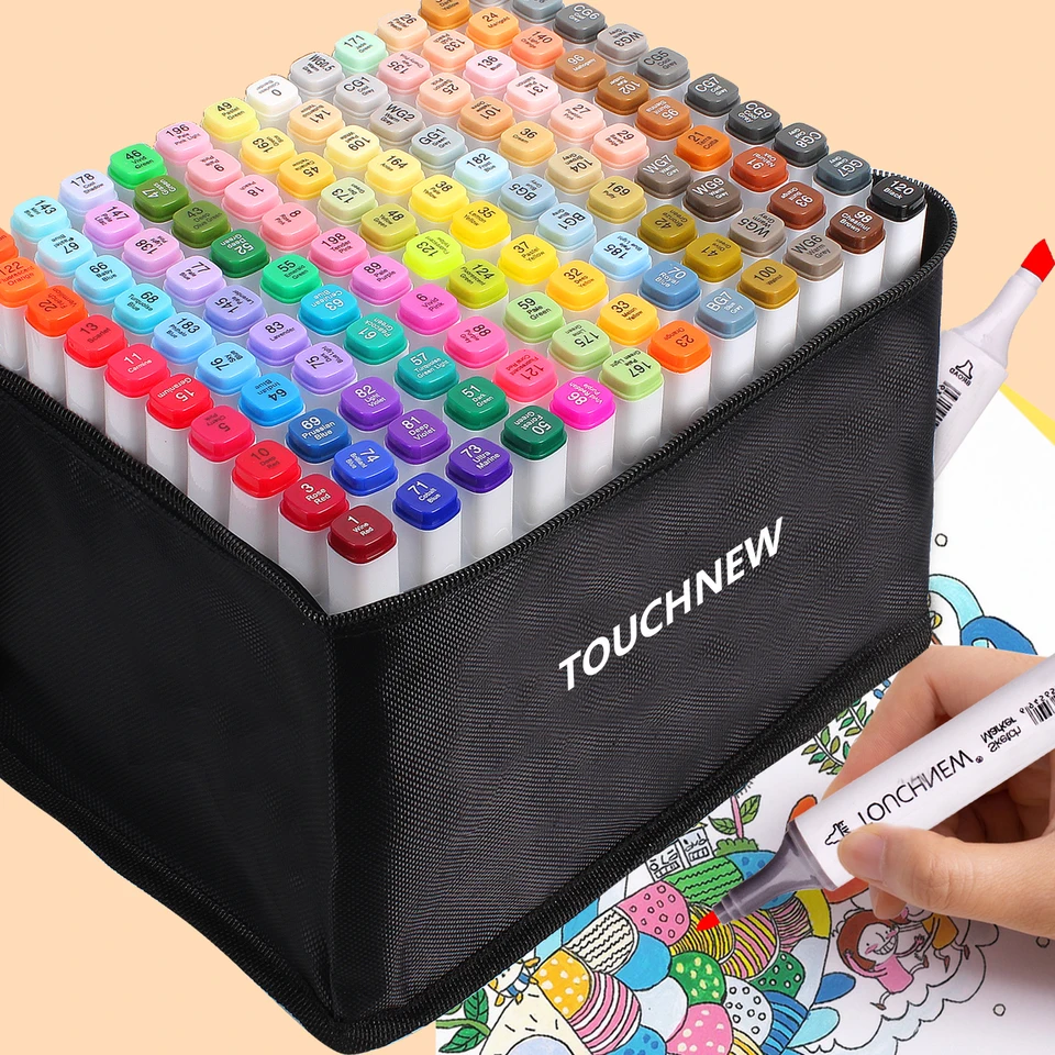Tongfushop 100+2 Colors Alcohol Markers, Dual Tip Art Marker Set,  Permanent