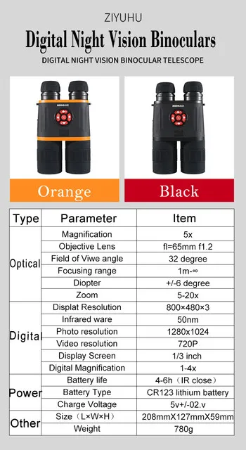 5-20X зум цифровой инфракрасный бинокль ночного видения Полный функциональный ночной просмотр Охота wifi подключение