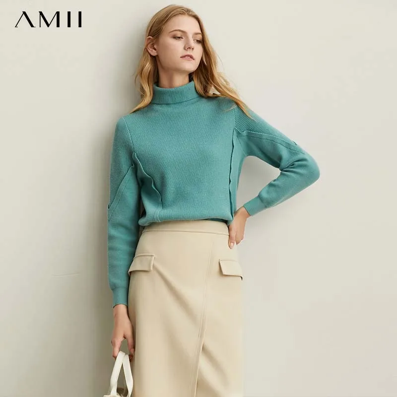 Женский свитер в западном стиле Amii Minimal Foundation, Свободная трикотажная куртка с высоким воротом, 11930249, осень 2019| | | АлиЭкспресс