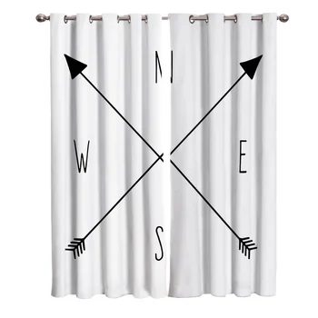 

Direction Arrow Pointer Black White Curtains Window Living Room Curtains Kitchen Indoor Window High Blackout Curtain