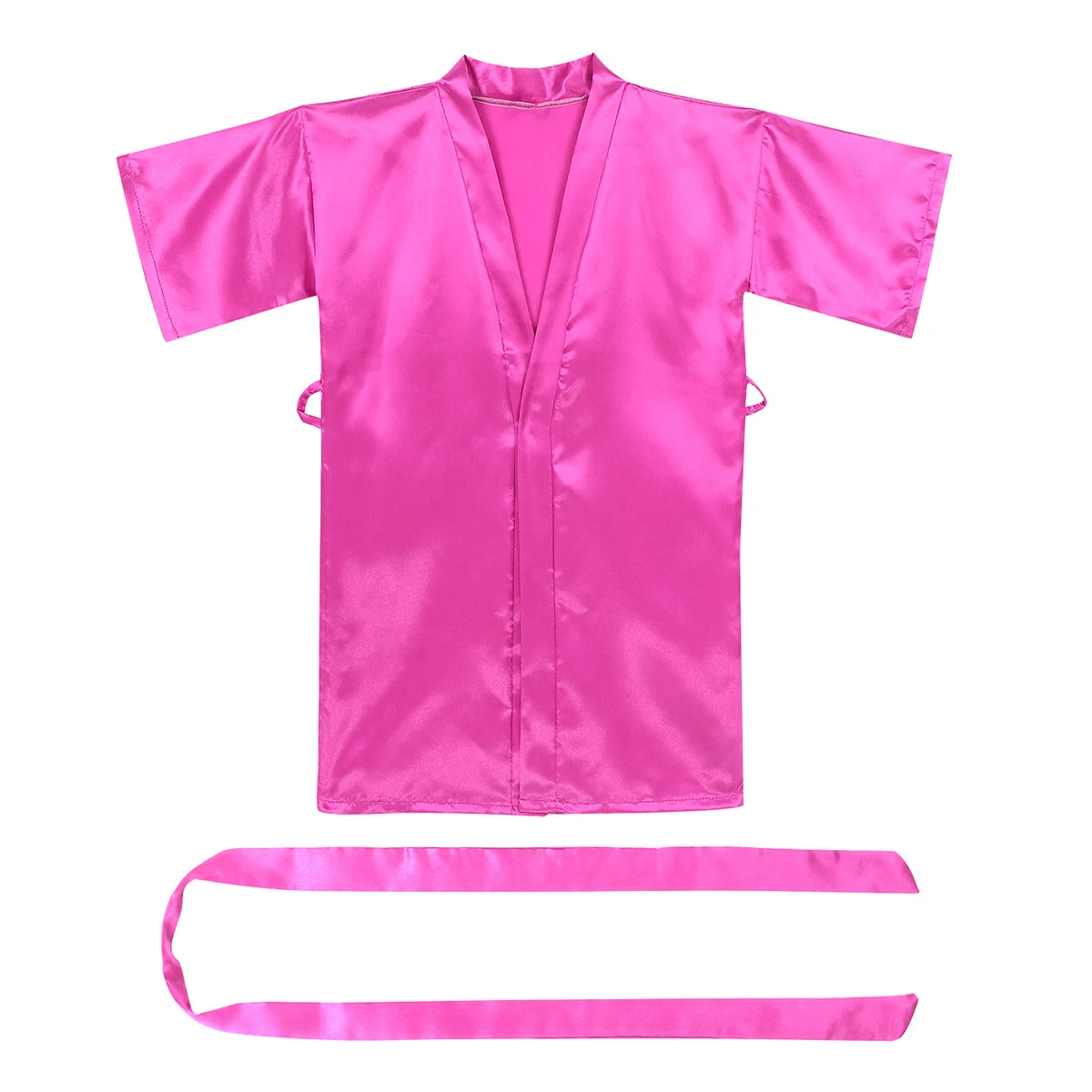 Spring Kids Bathrobe Solid Color Japanese Kimono Fashion Spa Birthday Satin Bathrobe for Boys Girls Robe Nightgown Sleepwear