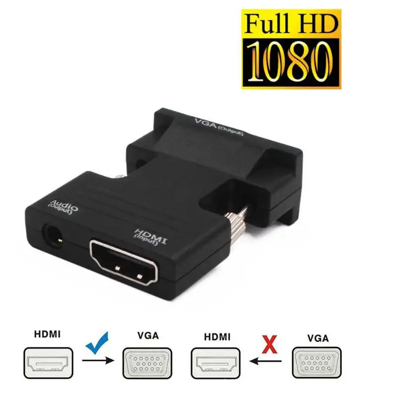 Конвертер HDMI Male VGA 1080P выход сигнала с аудиоадаптером Поддержка HDTV монитора