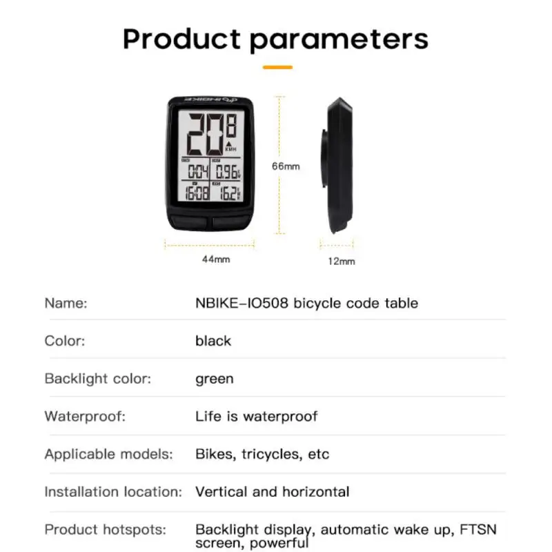 Waterproof Bicycle Computer Wireless MTB Bicycle Speedometer Stopwatch Cycling LED Digital Rate Counter Bike Accessories INBIKE