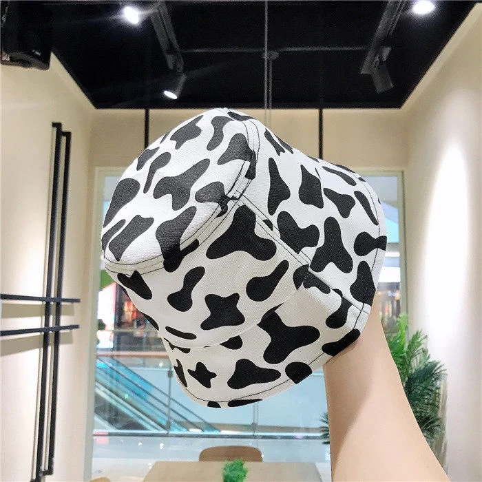 New Fashion Reversible Black White Cow Pattern Bucket Hats foldable Panama hat Fisherman Caps For men Women Gorras Summer caps