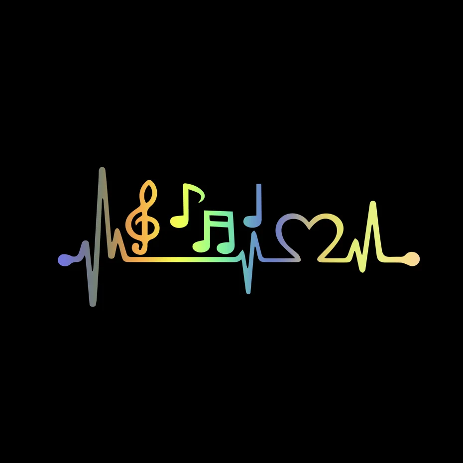 

Music Notes Hart Auto Bumper Car Sticker Funny Dazzle color Decal Auto-Styling Decoratie Deur Body Window Vinyl Auto sticke