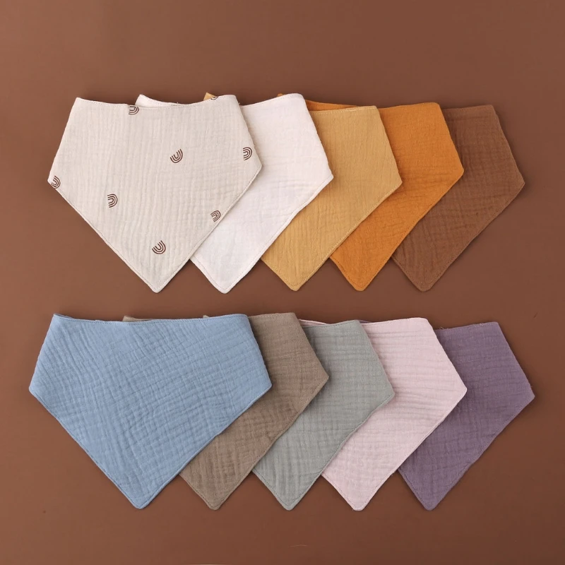 Baby Infant Cotton Bib Newborn Solid Color Triangle Scarf Feeding Saliva Towel Bandana Burp Cloth Boys Girls Shower Gift cotton baby feeding bib 360 degree round rotation 8 layers gauze muslin kids bandana burp cloth soft newborn infant saliva towel