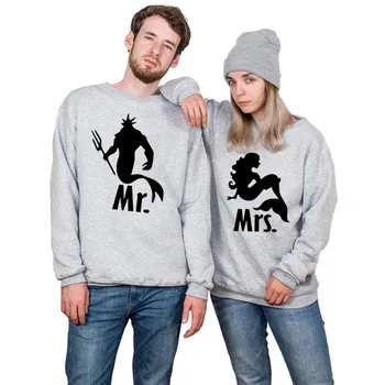 

Enjoythespirit Mermaid Sweatshirt Couple Long Sleeve Pullover Winter Hoodie Women Streetwear Casual Couple Clothes Oversize