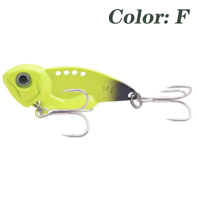 1Pcs 7g 10g 14g Metal VIB Blade Fishing Lure Sinking Spinner Spoon Balancer Wobbler Artificial Bait With Treble Hook Bass Tackle F